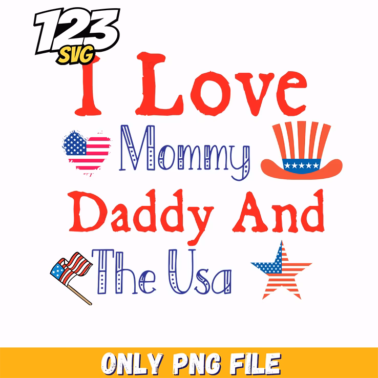 i love mommy daddy and the usa hearts uncle sam hat star png, usa hearts uncle sam hat, uncle sam hat star png
