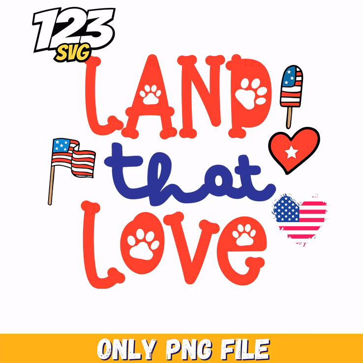 land that i love flags hearts paw prints png, land of the free and the home of the brave hearts, love hearts flags usa land
