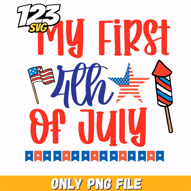 my first 4th of july flags star rocket bunting png, 4th of july bunting with stars and rockets, 4th july star and rocket bunting