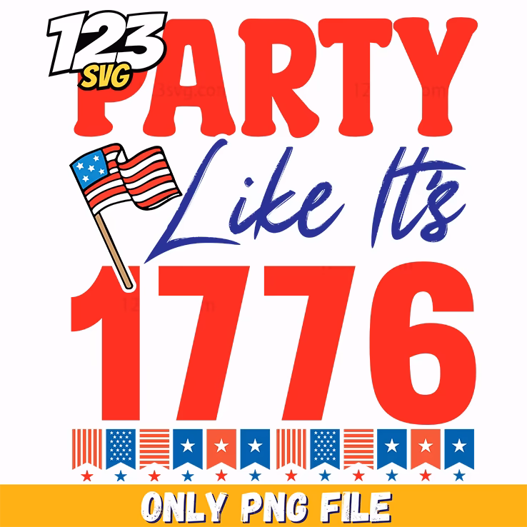 party like its 1776 flags bunting png, 4th of july party decorations, patriotic party decorations