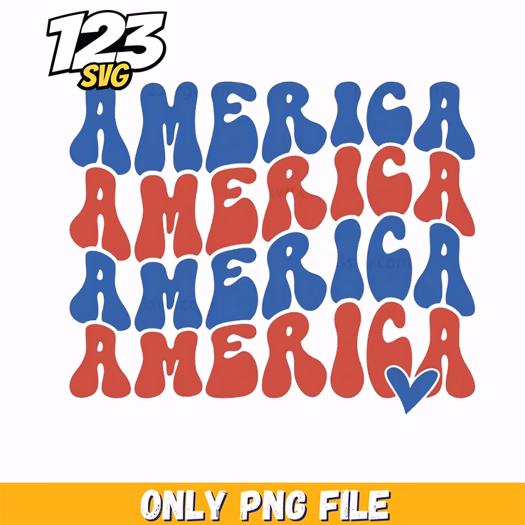 america stacked groovy wavy font png, easter day png, marvel png