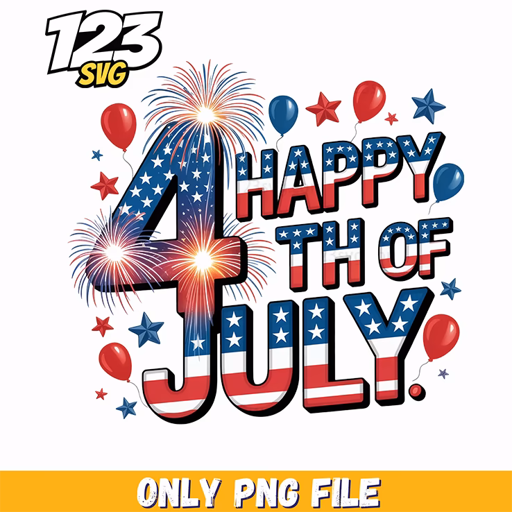 happy fourth of july fireworks balloon graphic png, patriotic pickle png, 4th of july png
