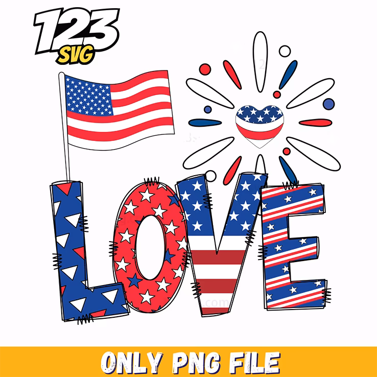 love flag background fireworks sublimation png, love background png, love sublimation design