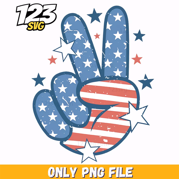 patriotic peace sign flag pattern png, love peace stitch png file, cute peace sign flag pattern design