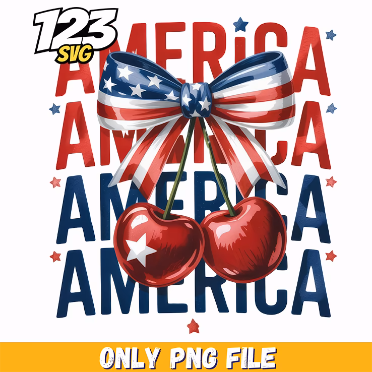 retro america flag cherries bow png, patriotic cherries flag, usa flag cherries and berries