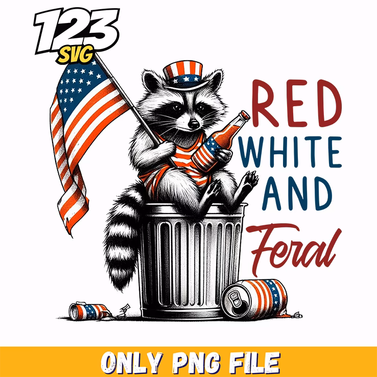 red white and feral flag png, 4th of july vibe png, red white and feral png