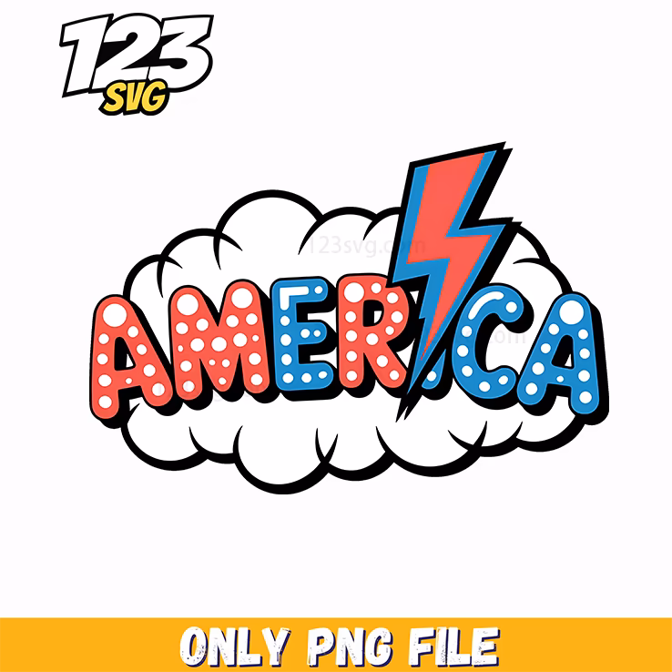 america lightning bolt retro cloud png, retro kpop png, kpop bands cartoon png