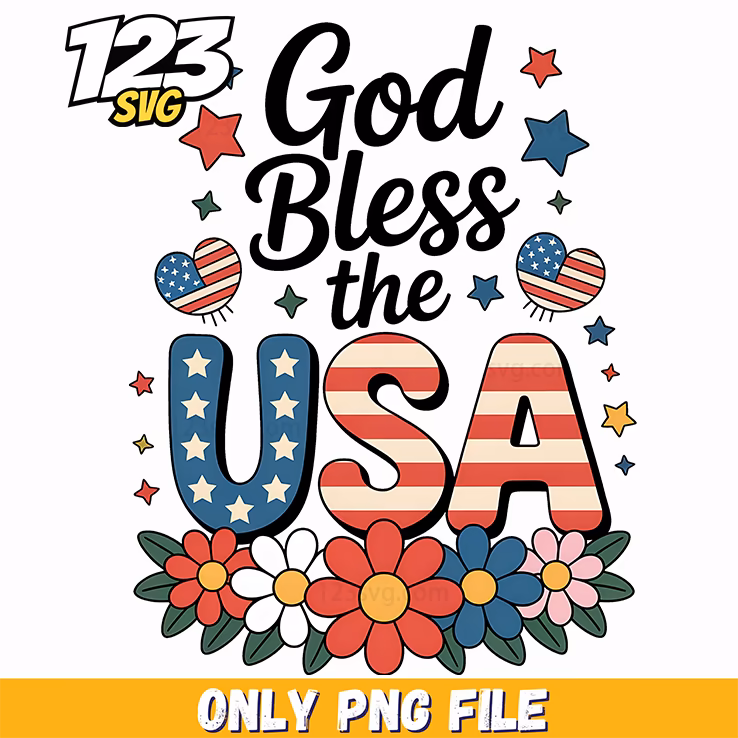 god bless the usa floral flag png, inspirational easter png, nfl teams logo png