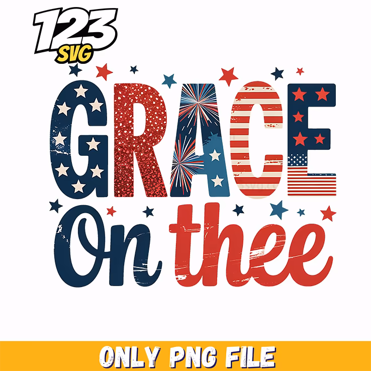 grace on thee patriotic vintage text png, vintage png, vintage cartoon png