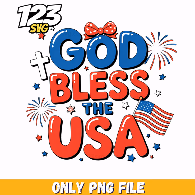 god bless the usa flag graphic png, 4th july svg, usa flag graphic png
