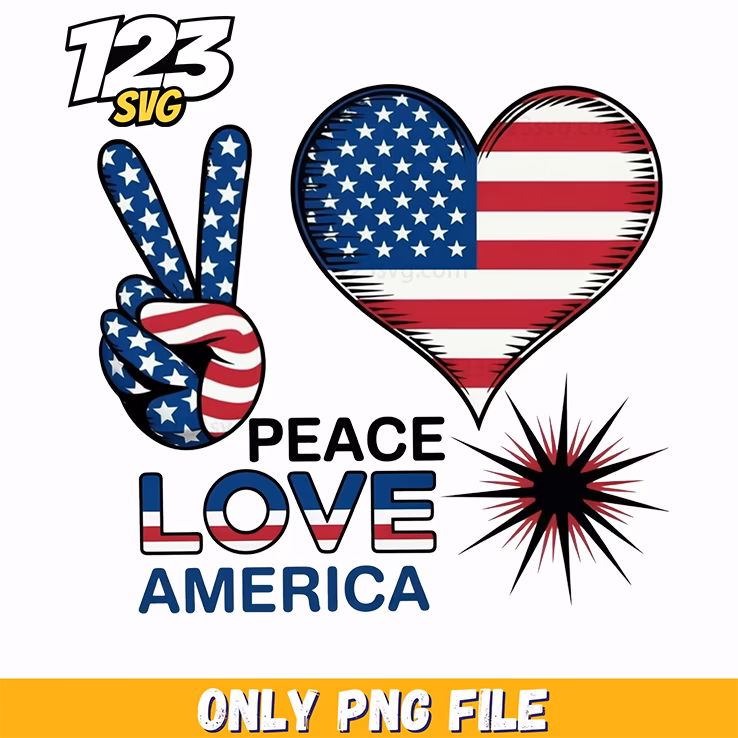 peace love america flag pattern heart png, little sweet heart png, sweet heart png