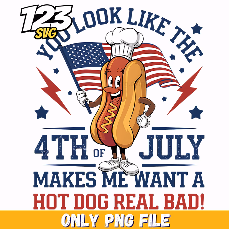 4th of july hotdog style png, 4th of july hot dog real bad png, you look like the 4th of july