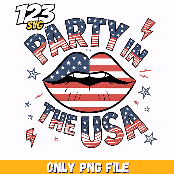 party in the usa style png, 4th july svg, american celebration png