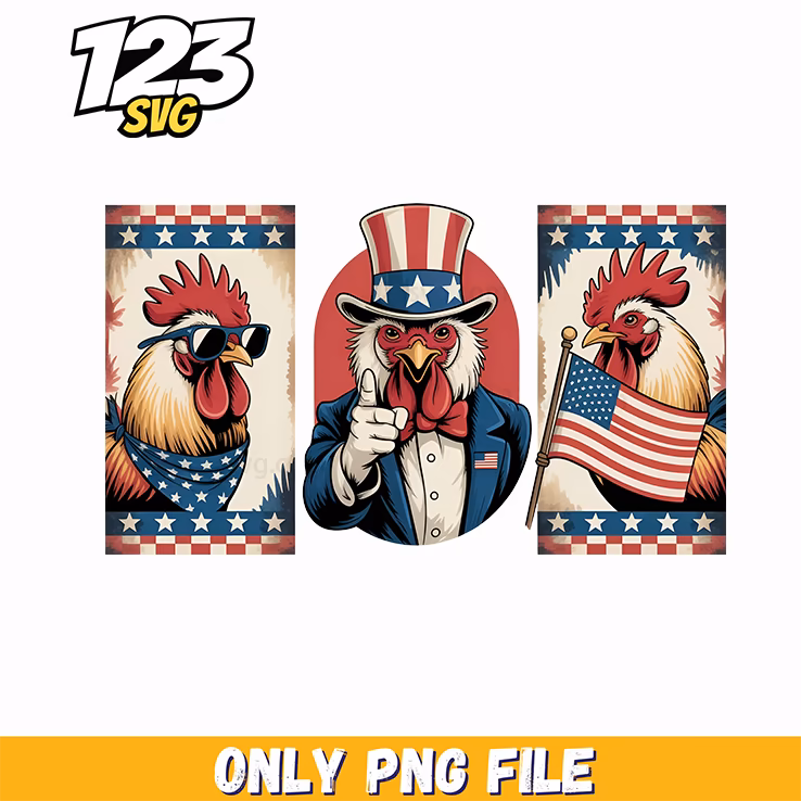 patriotic chicken 4th of july style png, 4th july, patriotic 4th july