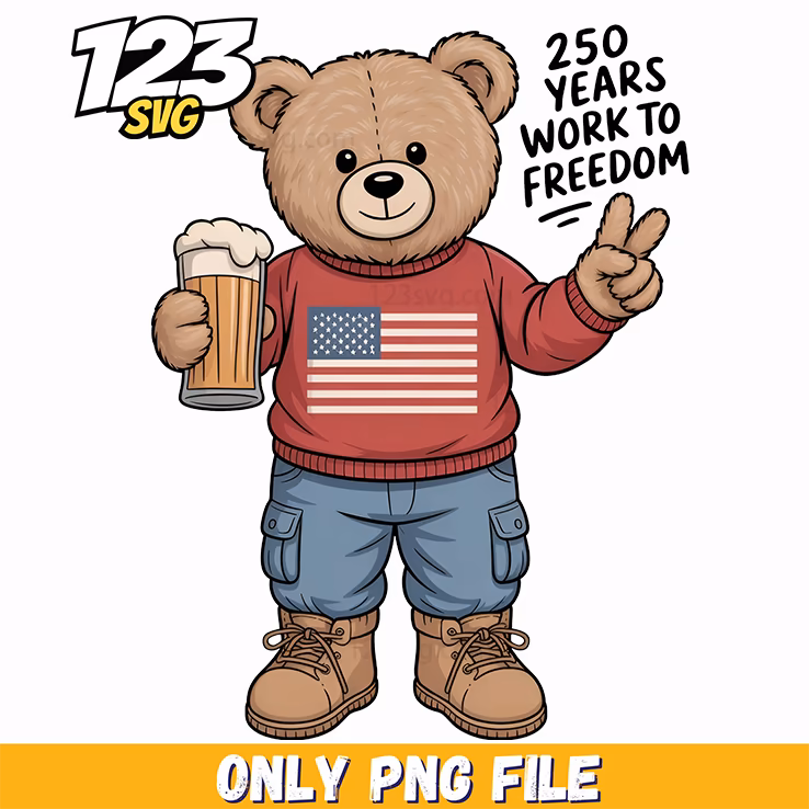 patriotic teddy bear style png, american flag teddy bear, teddy bear patriotic png