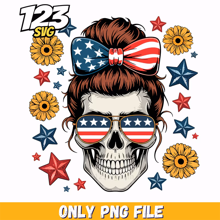 patriotic skull png, american flag skull, softball skull american flag
