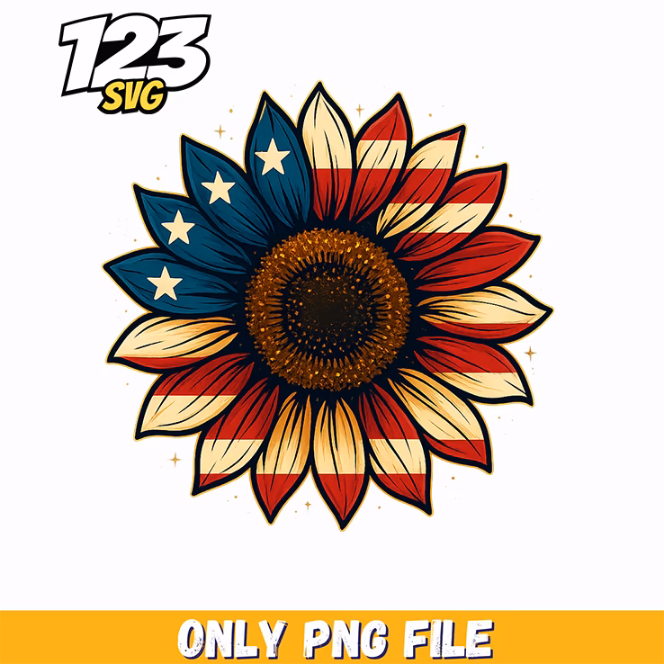 red white blue sunflower png, she loves jesus and merica too creative png, faith and patriotism png