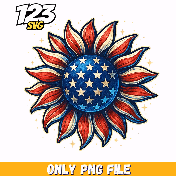 4th of july sunflower png, she loves jesus and merica too, 4th july sunflower