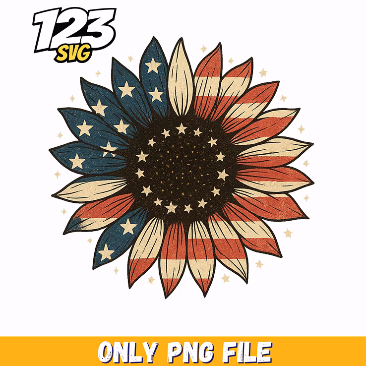 vintage patriotic sunflower png, vintage patriotic sunflower, patriotic sunflower png