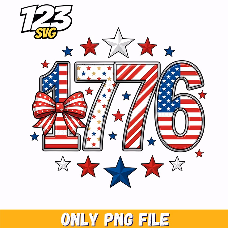 1776 patriotic bow png, american history png, patriotic design