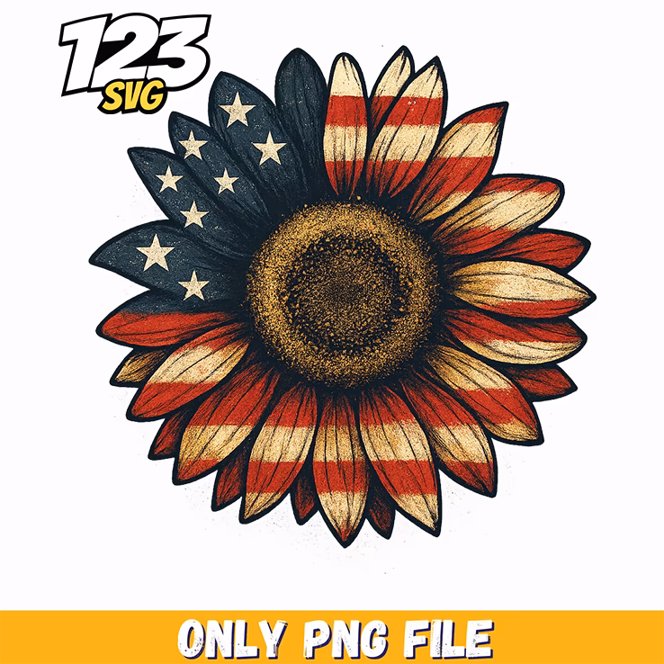 distressed usa sunflower png, usa sunflower clipart, distressed sunflower clipart