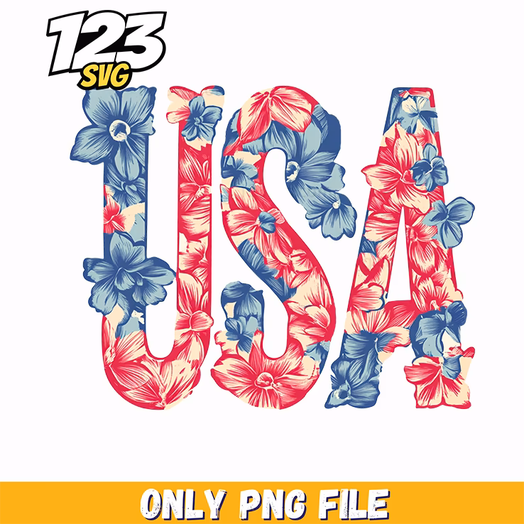 floral usa letters png, 4th july usa letters png, july usa letters png