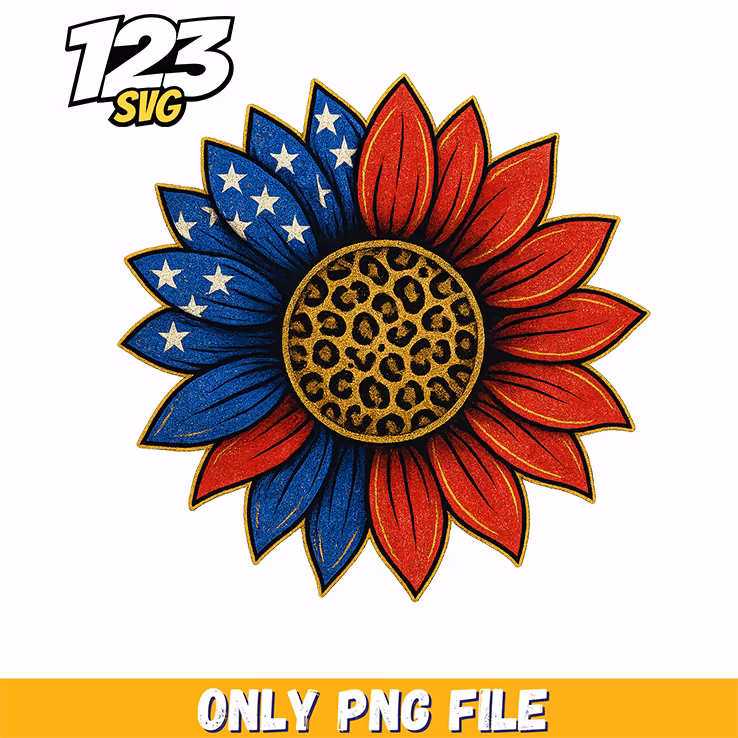 leopard patriotic sunflower png, patriotic sunflower clipart, sunflower patriotic images