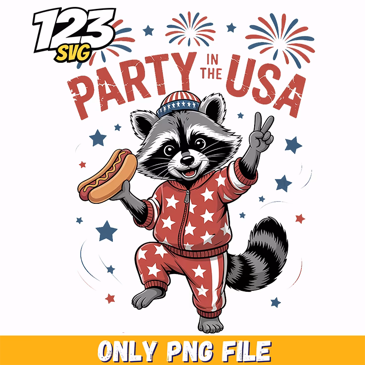 party in the usa raccoon png, cute but feral raccoon png design, cute cartoon shark svg design