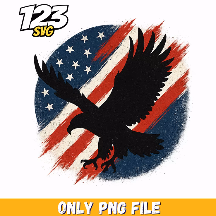 patriotic eagle silhouette png, red white and blue png, 4th Of July design png