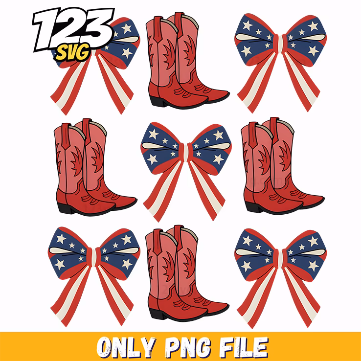 patriotic boots bow set png, patriotic boots and bow set, patriotic bow boots set