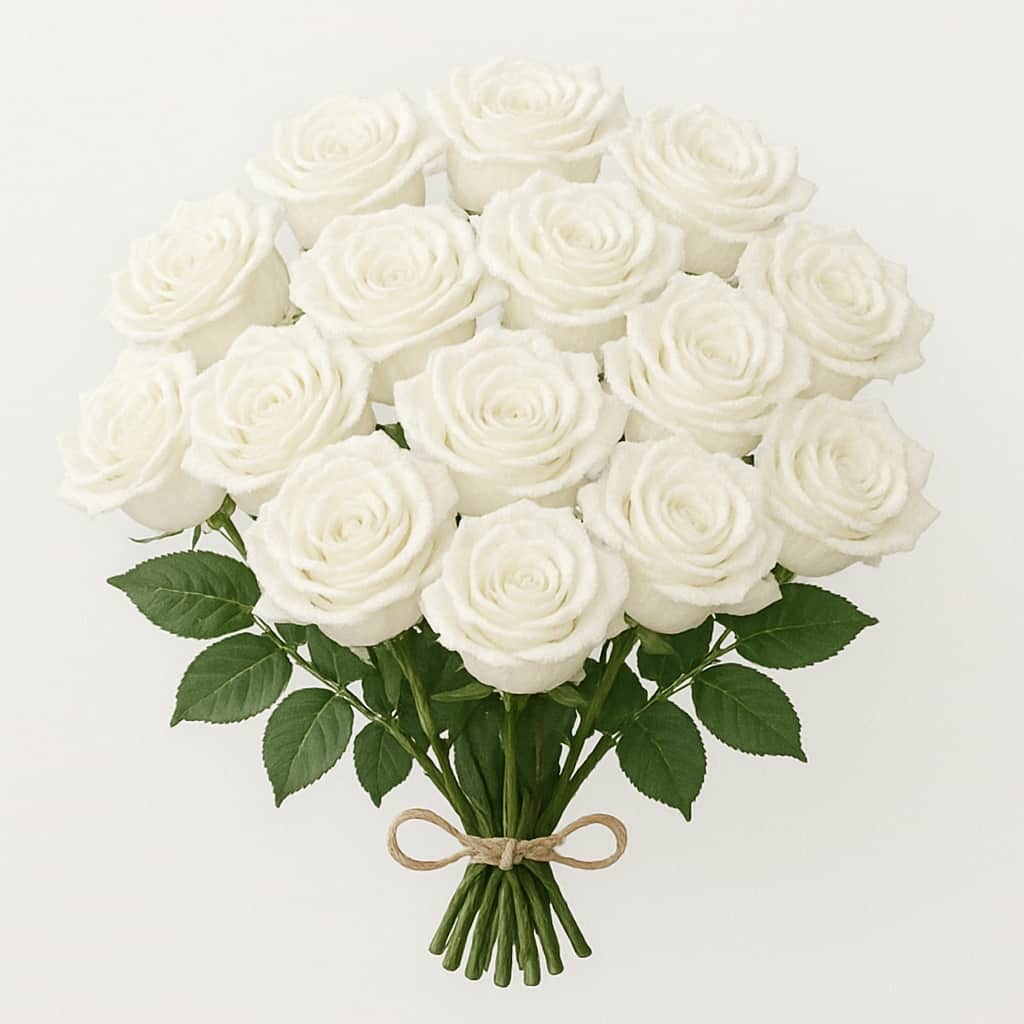 15 white roses