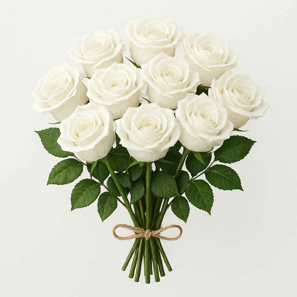 10 white roses