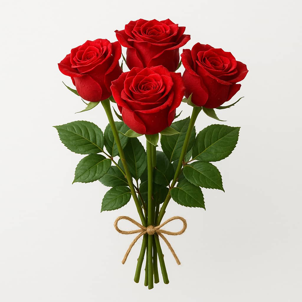 4 stems of red roses