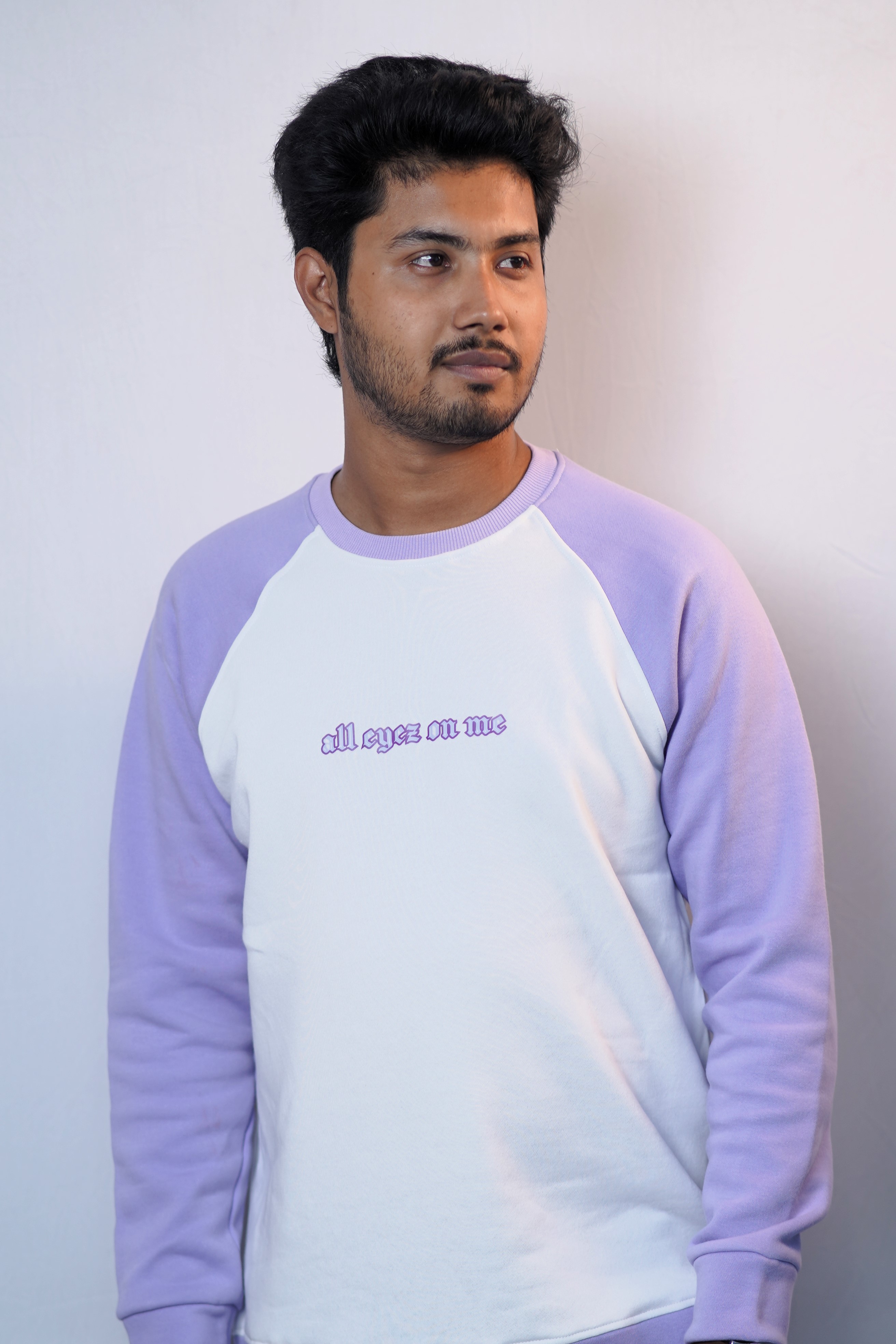 Premium Raglan Sweatshirt- Lavender & White
