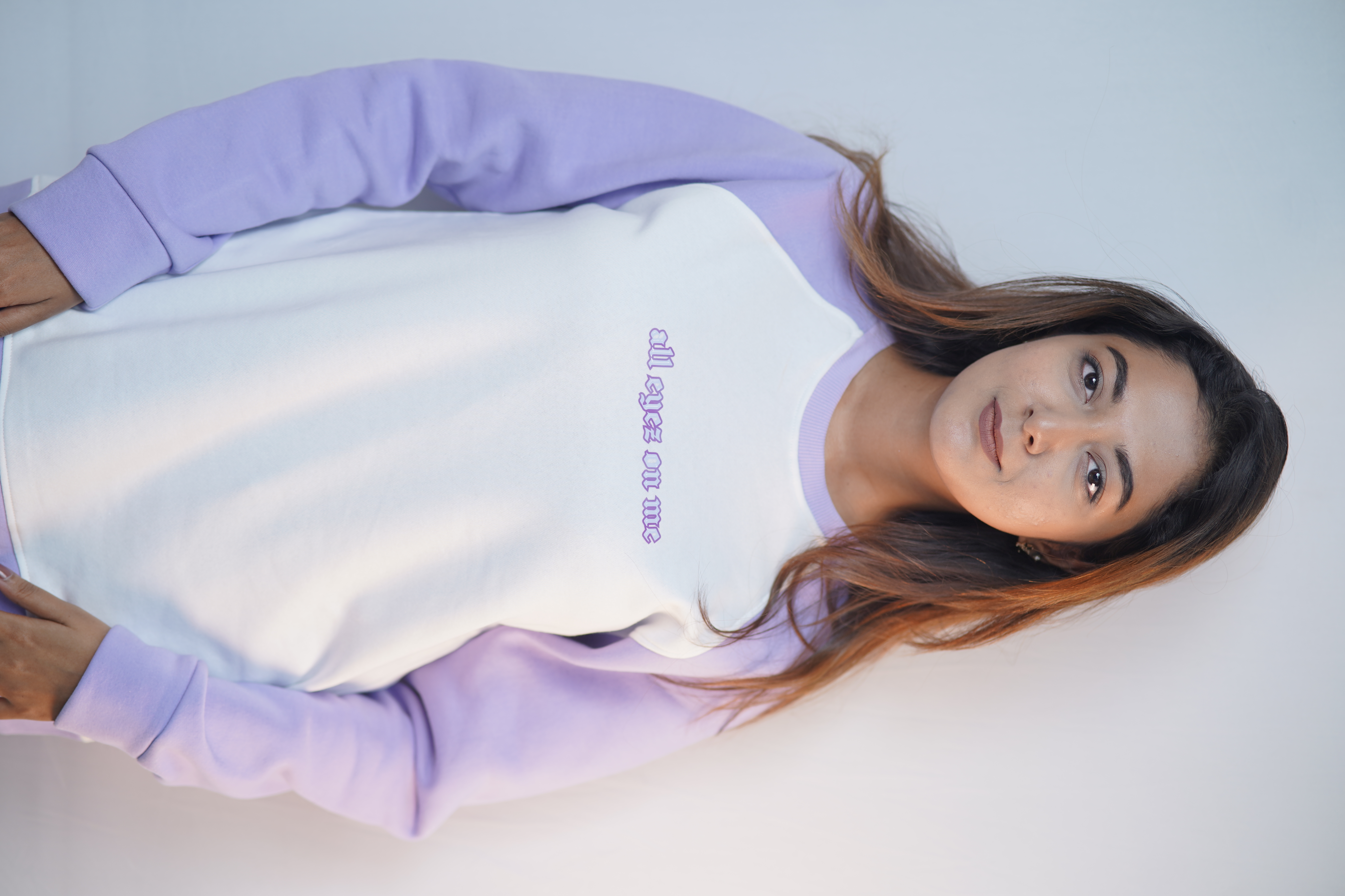 Premium Raglan Sweatshirt- Lavender & White