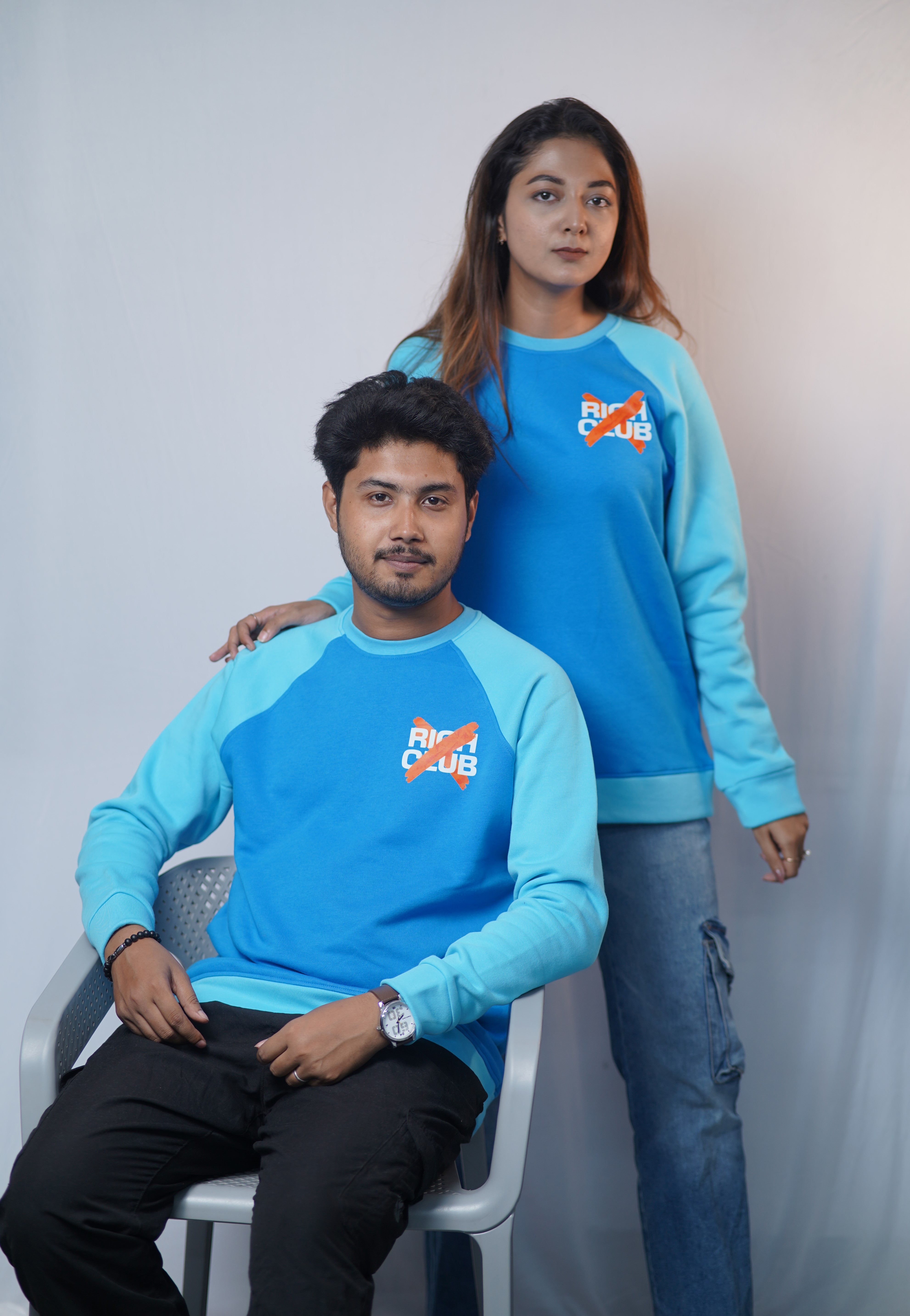  Premium Raglan Sweatshirt- Pest & Royal blue