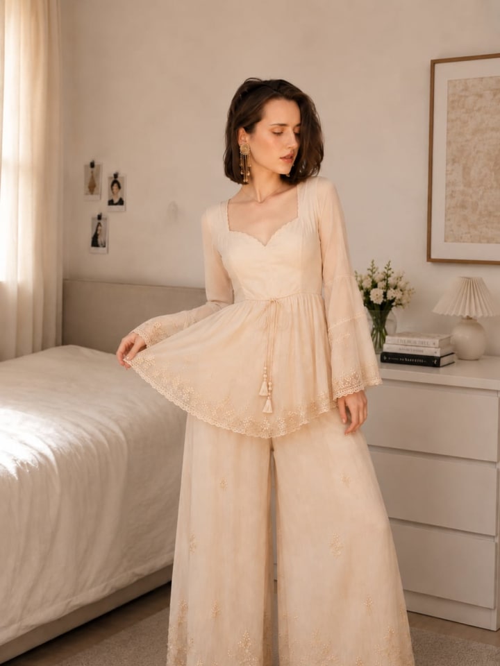 Premium Embroidered Cotton Suit Set view 4