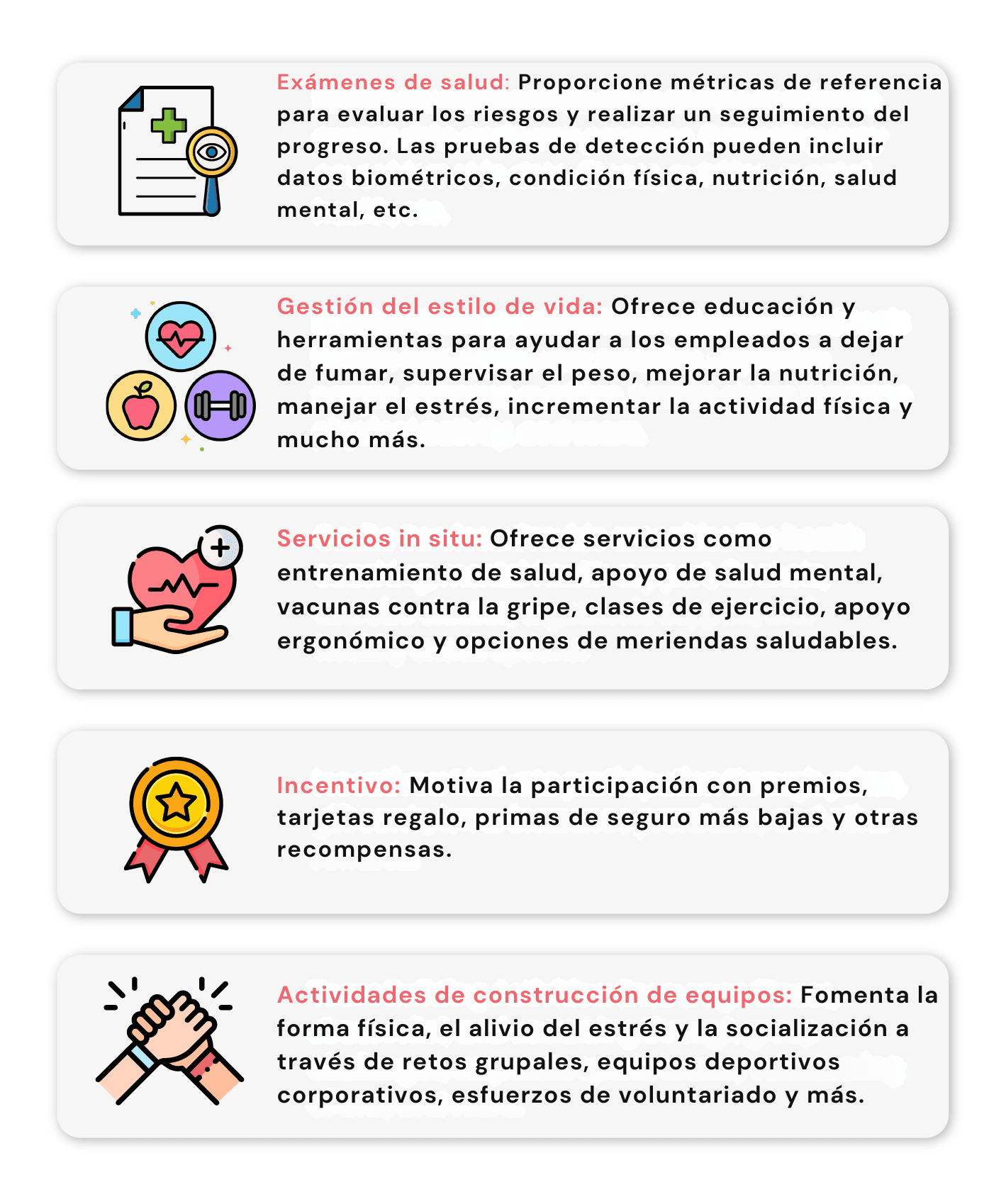 Common components of an Employee Wellness Program includes Health Screenings, Lifestyle Management, Onsite Services, Incentives, Team Building Activities.