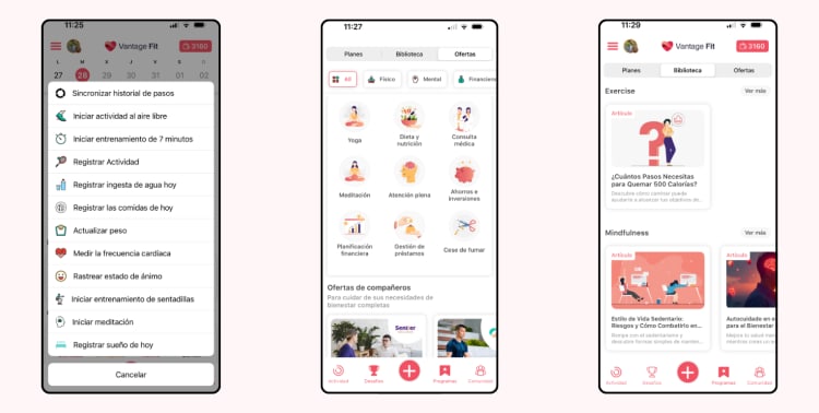 Sección de Marketplace de Vantage Fit