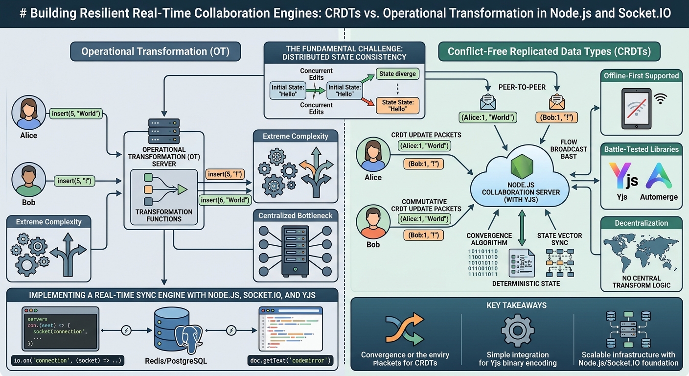Building Resilient Real-Time Collaboration Engines: CRDTs vs. Operational Transformation in Node.js and Socket.IO