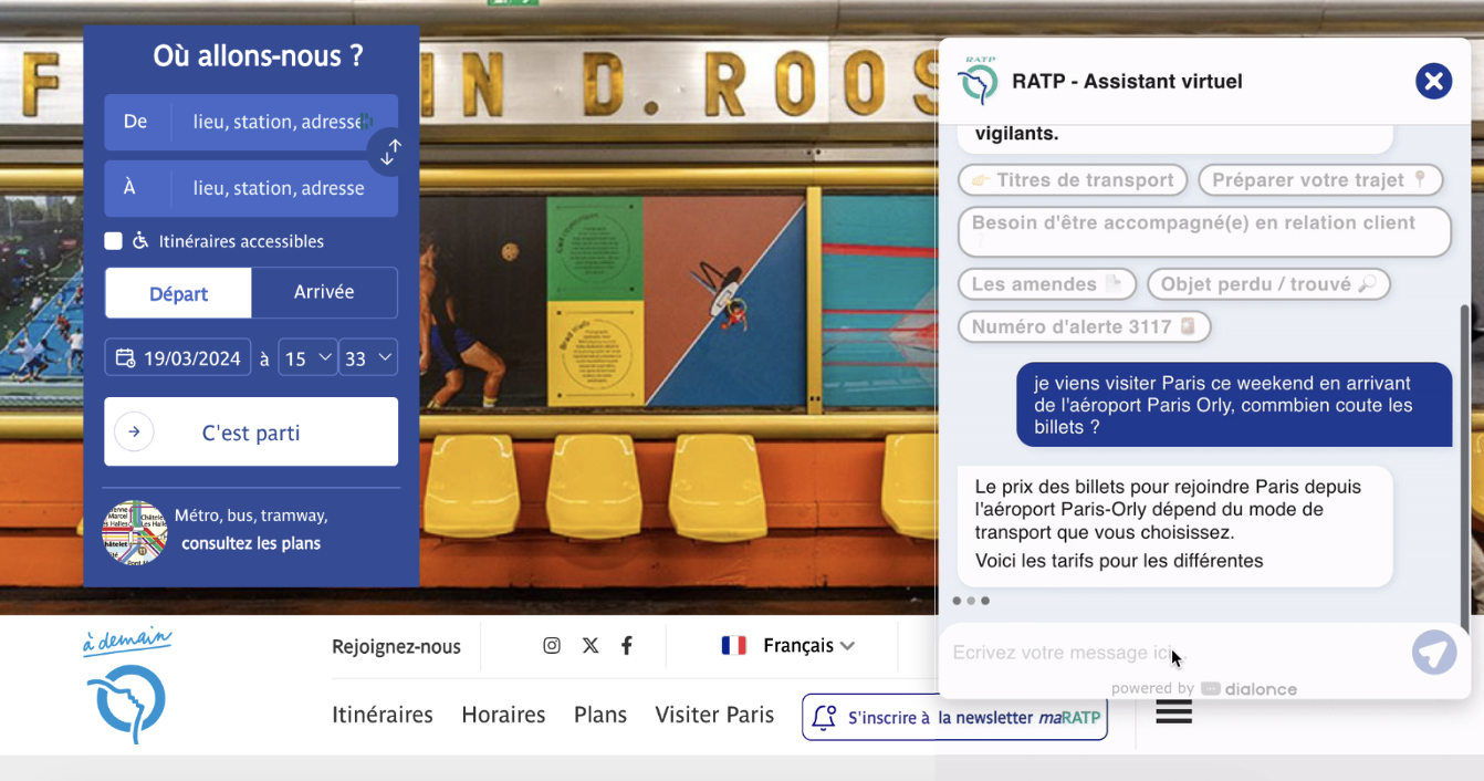 Utilisation de l'IA générative de DialOnce par la RATP pour fluidifier ses contacts entrants