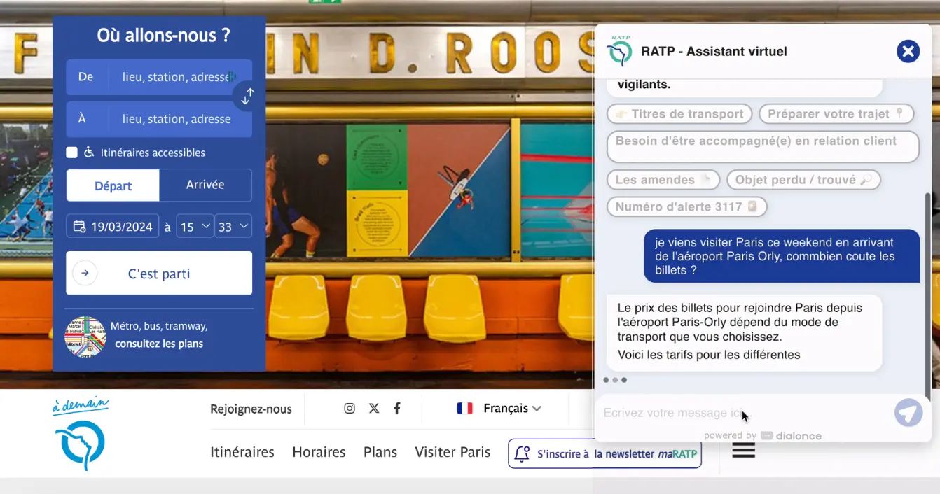 Utilisation de l'IA générative de DialOnce par la RATP pour fluidifier ses contacts entrants