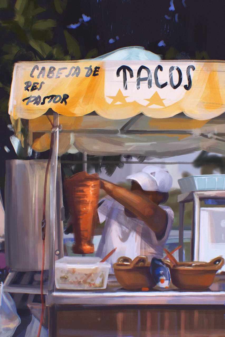street food Mexican tacos summer man