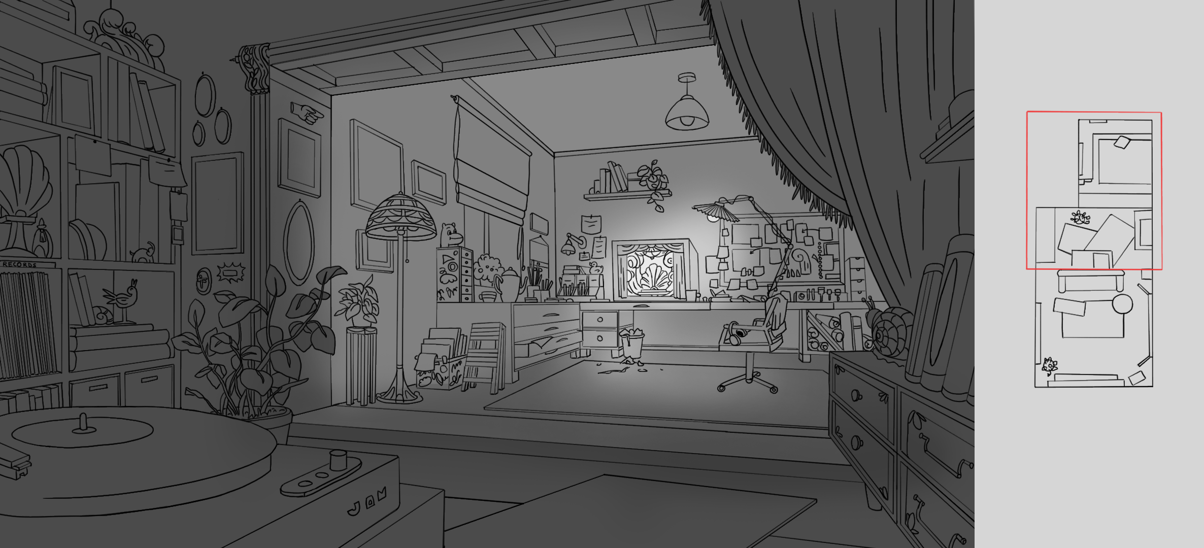 line design of the room