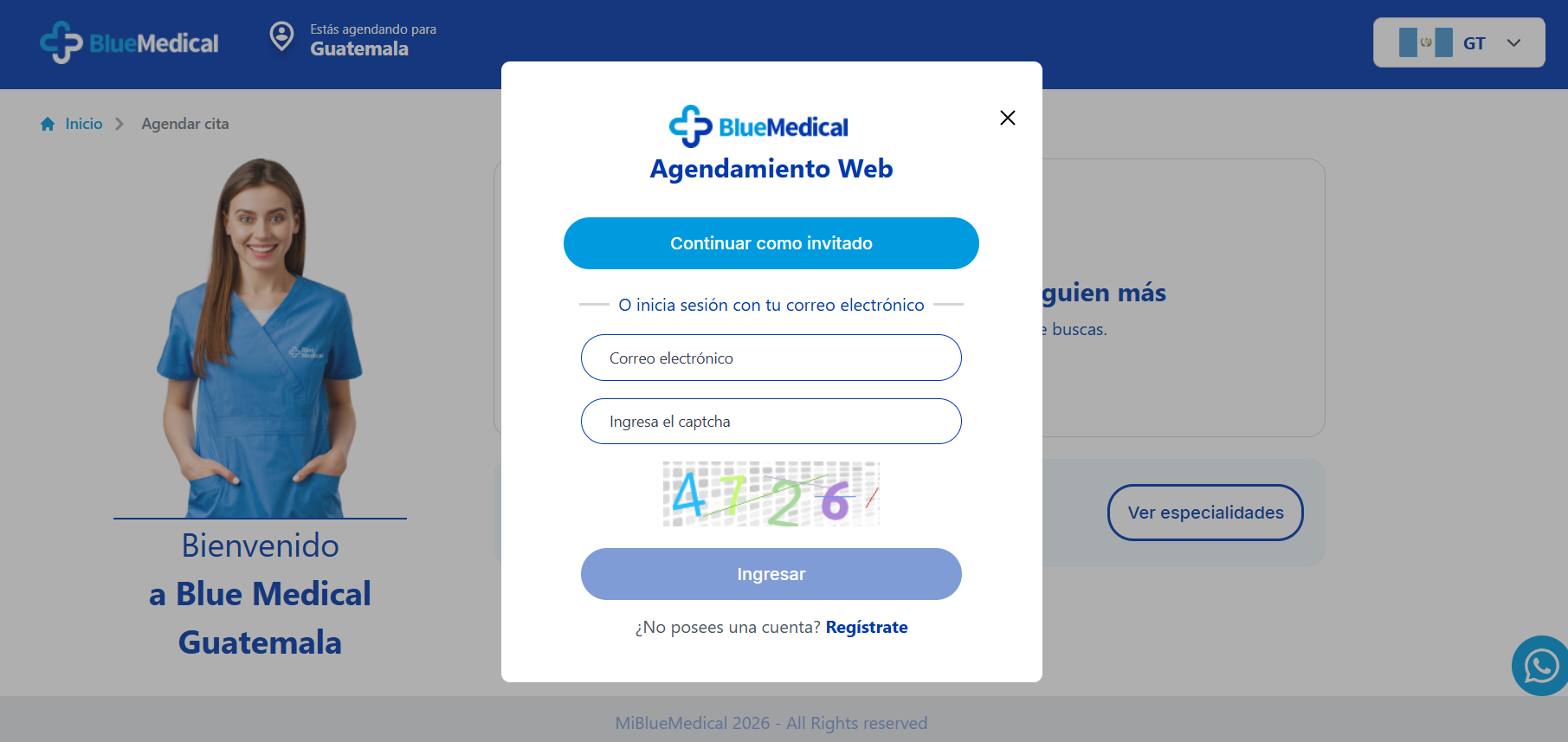 Guest scheduling flow — Blue Medical