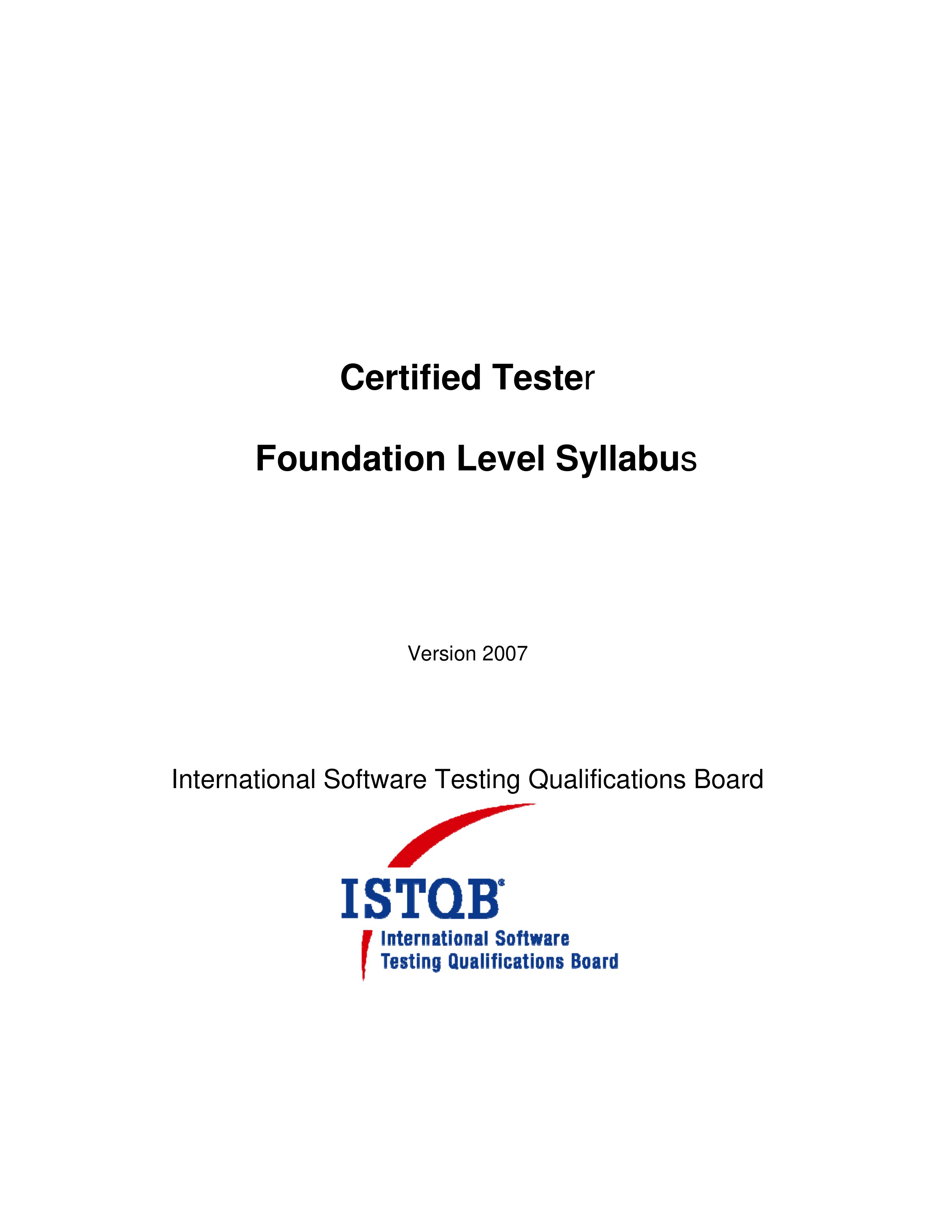 Certified tester Foundation level syllabus