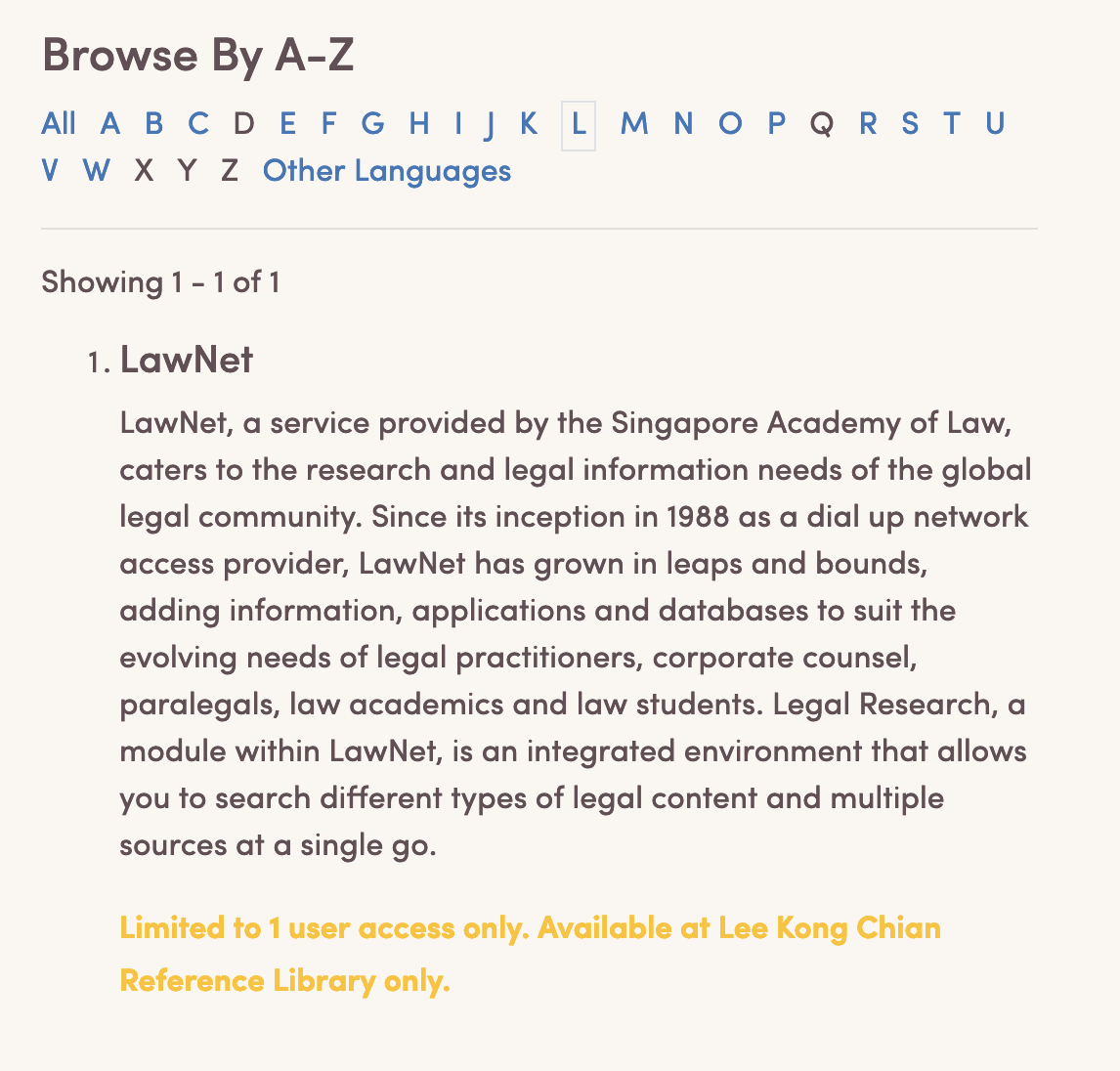 Screenshot of the national library&rsquo;s eResource for Lawnet