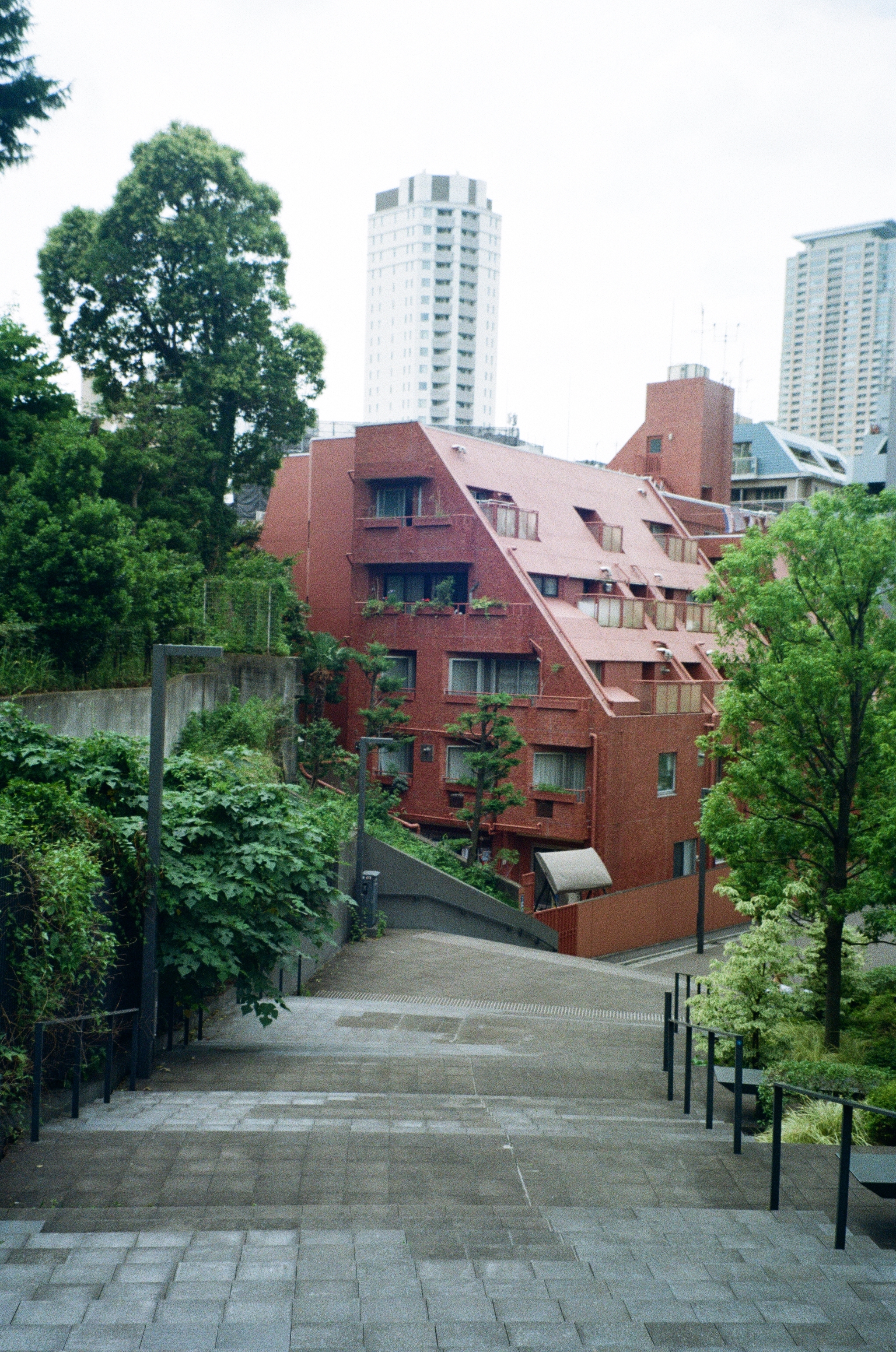 Steps and a red brick building