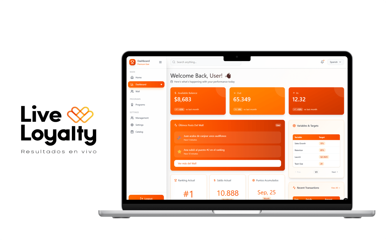 Live Loyalty Web Platform Development screens
