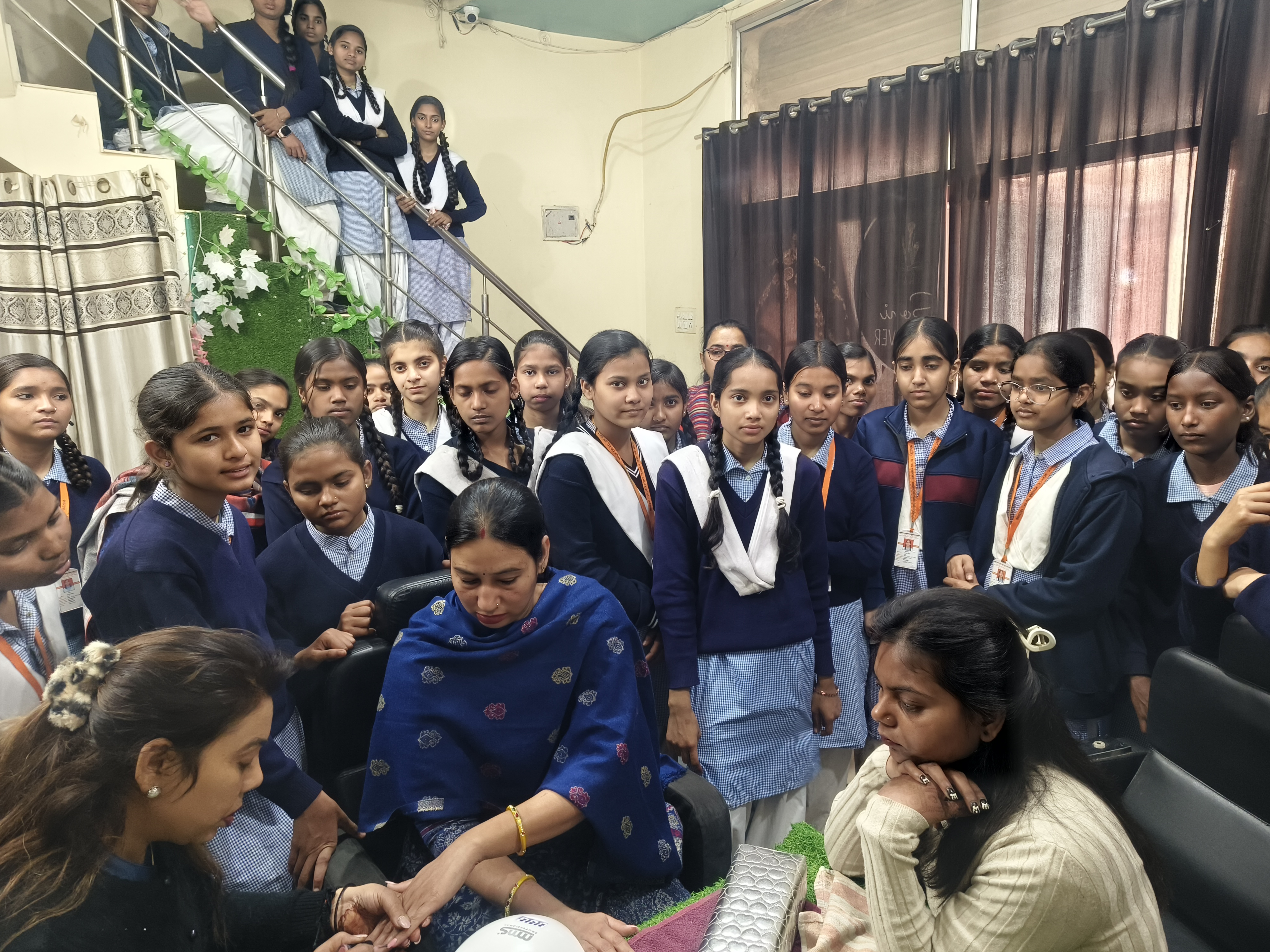 Academy students practising bridal makeup